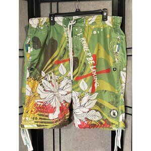 Flow Society Lacrosse shorts mens Size Large Vibrant Green Board Shorts